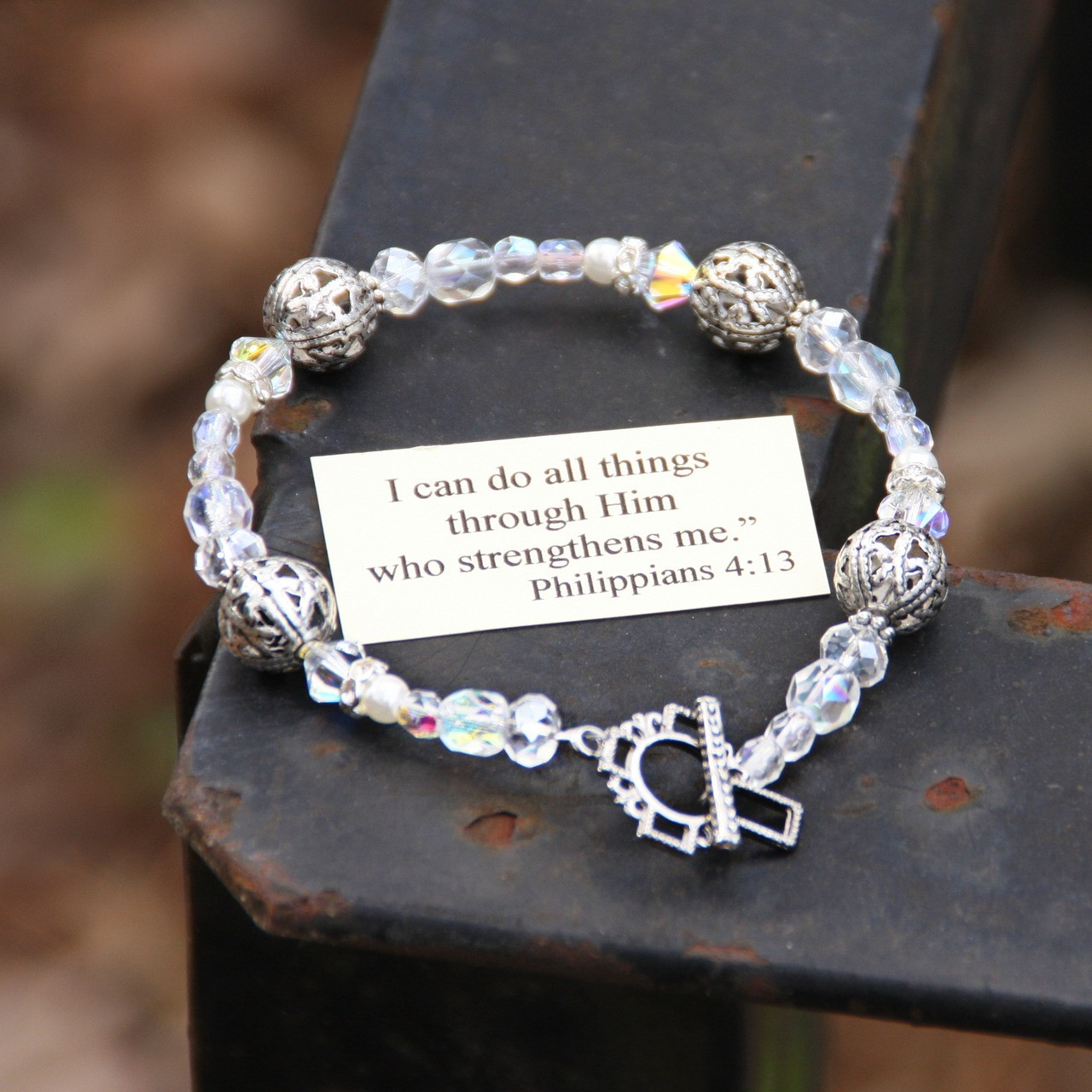 IN-123 I can do all things...Crystal AB Bracelet
