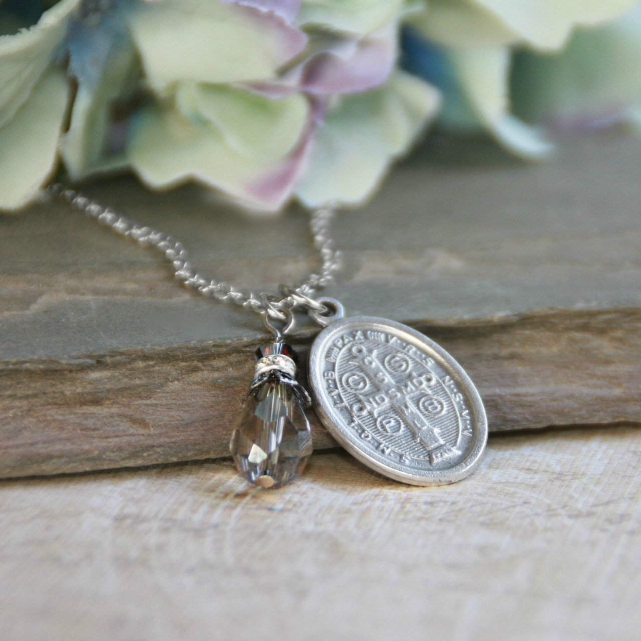 IN-512  St. Benedict Oval Medal Necklace