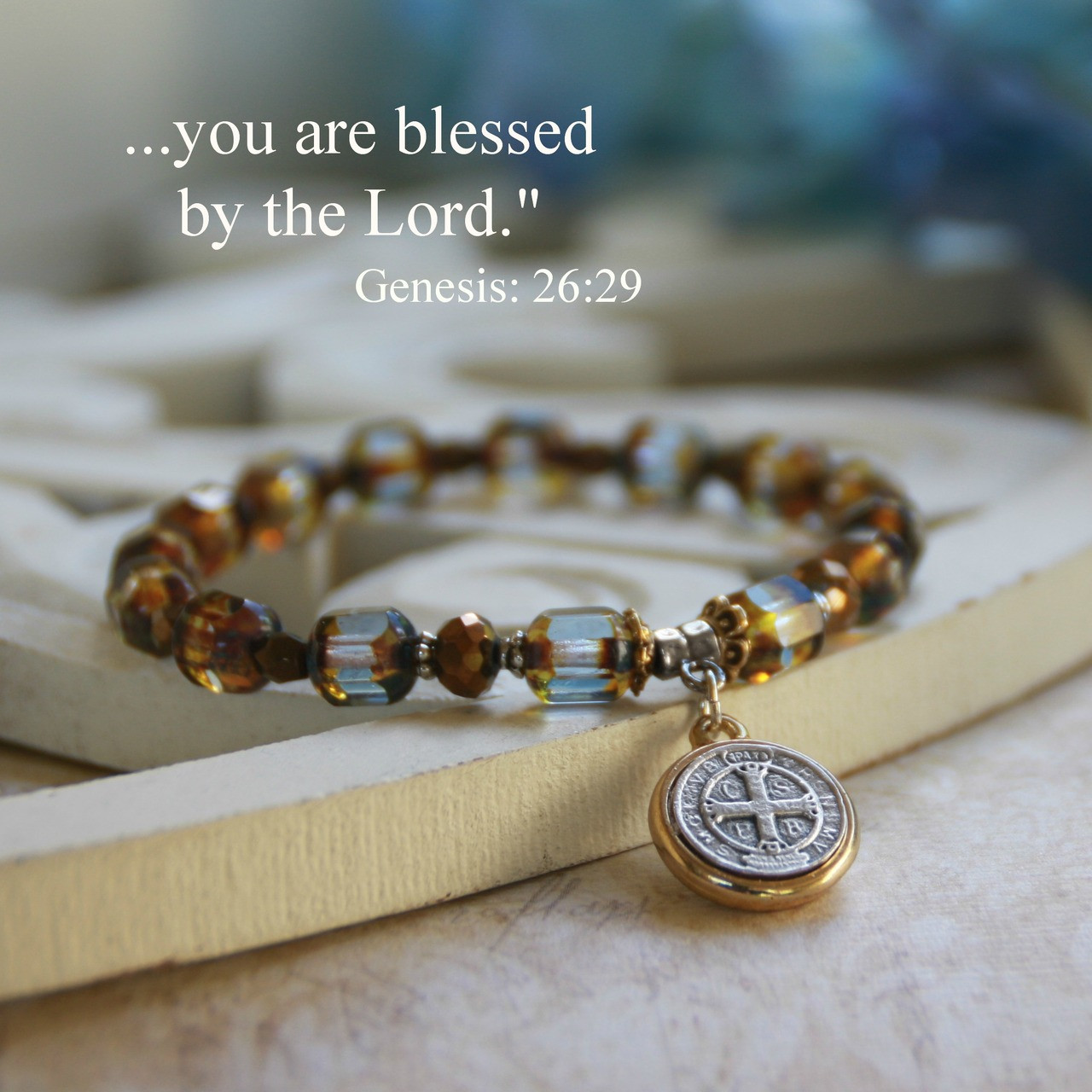 IN-141  St. Benedict Classic Blue Bracelet,  A Favorite!
