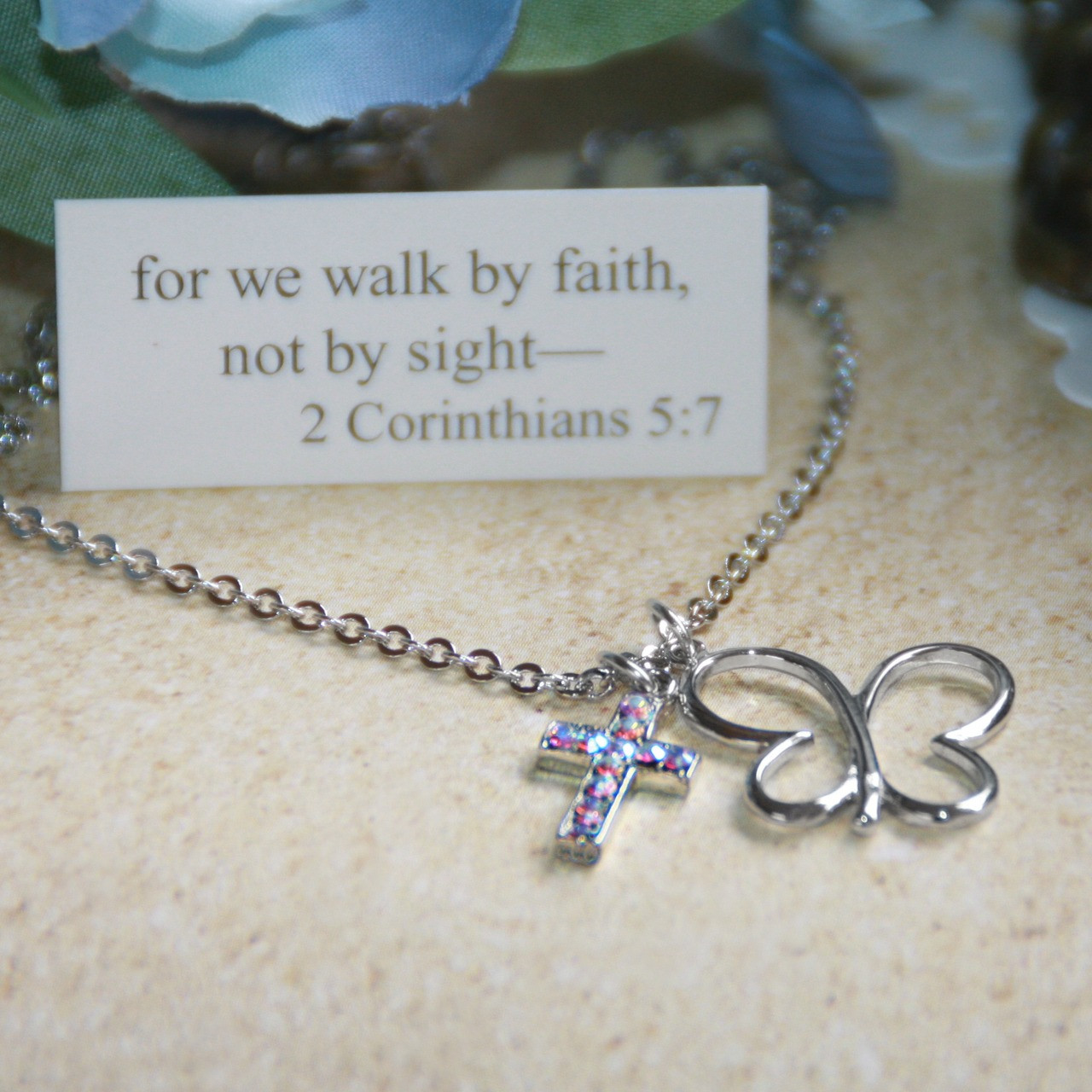 IN-515  Butterfly "Faith" Necklace...great for Teens and up!