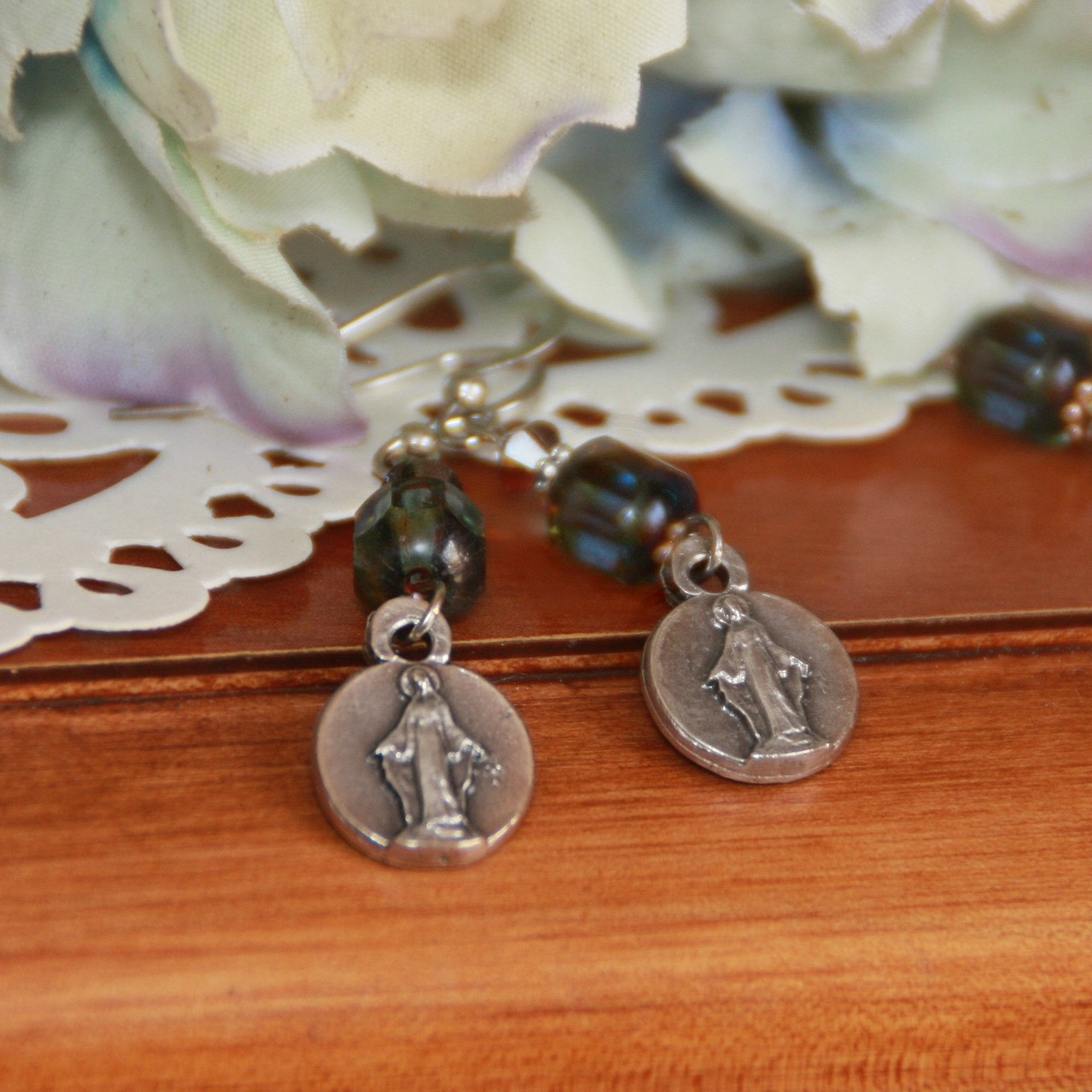 IN-48  Mary Medal Earrings