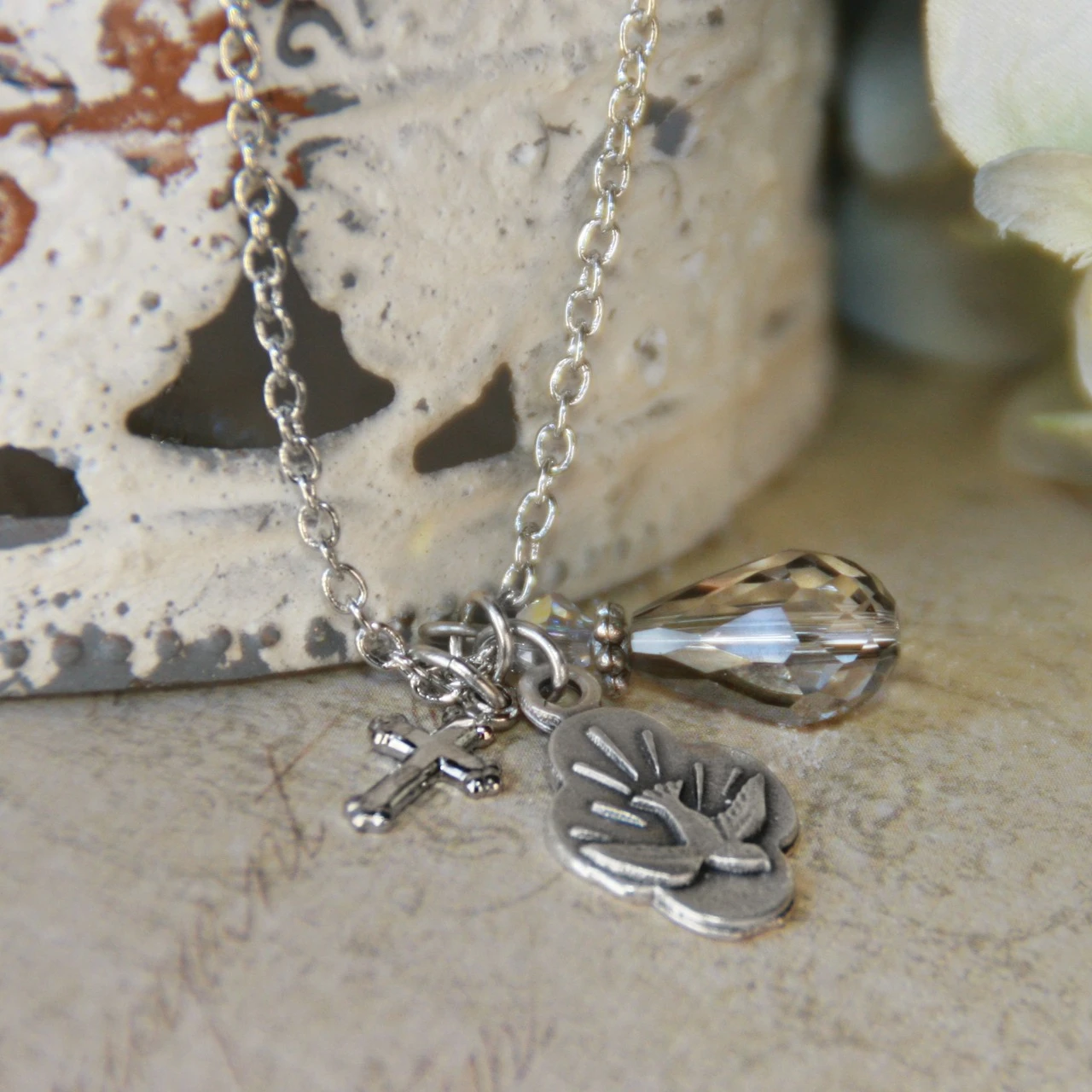 IN-518  Holy Spirit Charm Necklace