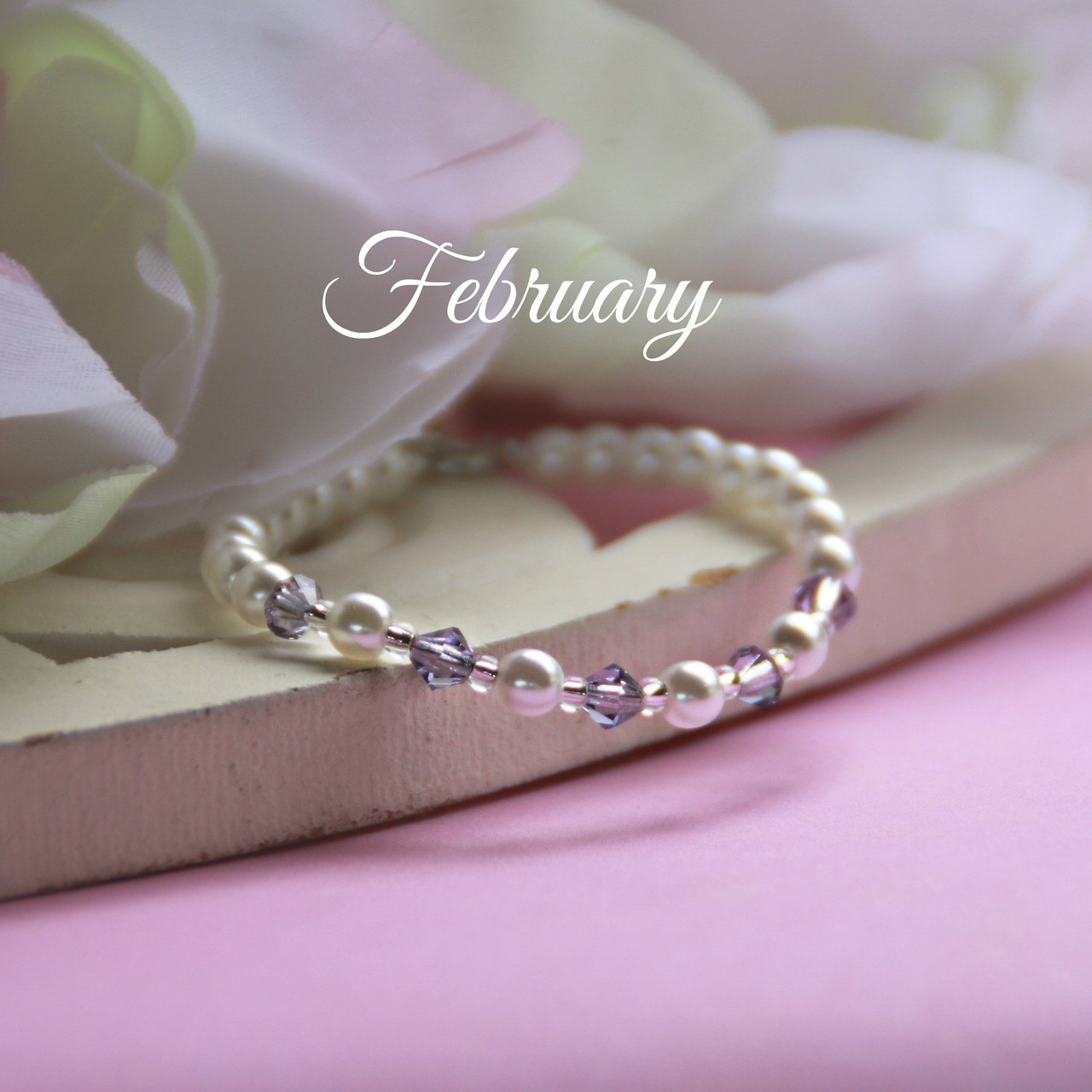 CJ-130  February Birthstone Bracelet 5"