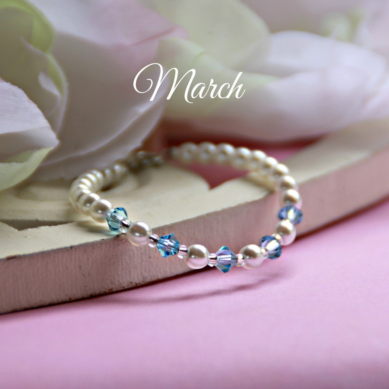 CJ-131  March Birthstone Bracelet 5"