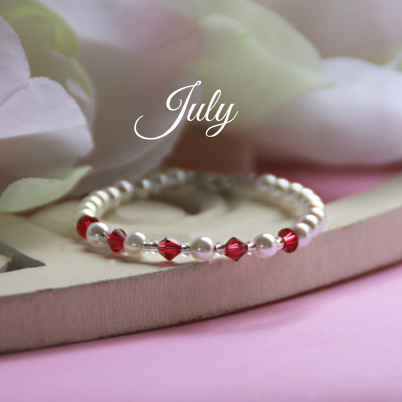 CJ-135  July Birthstone Bracelet 5"