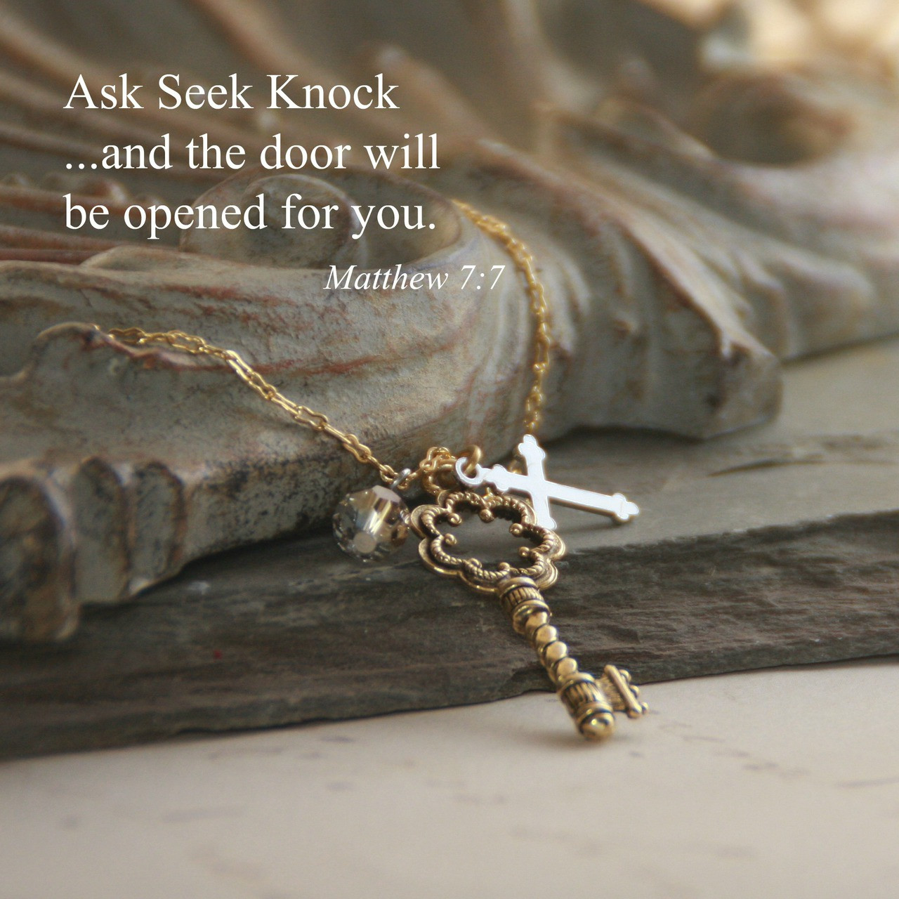 IN-535  Ask Seek Knock Necklace