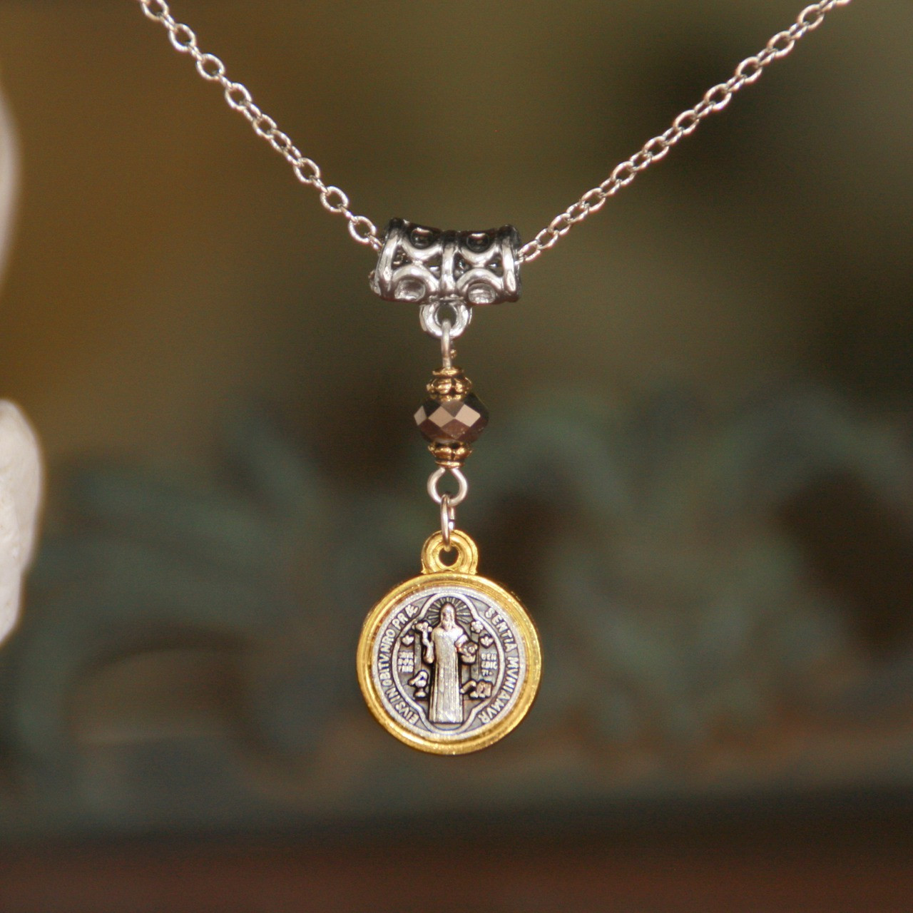 IN-546  St. Benedict Drop Necklace