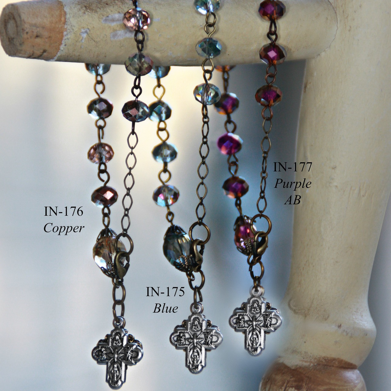 IN-177  Gorgeous Deep Purple AB Rosary Bracelet