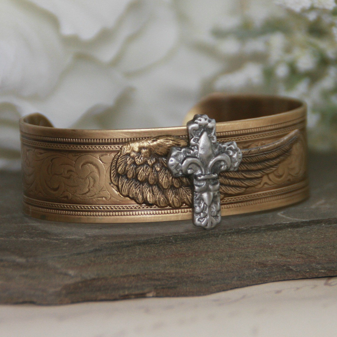 ART-140  Wings and a Prayer Cuff Bracelet