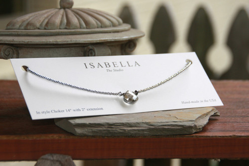 CH-1  Grey Crystal Teardrop Beaded Choker