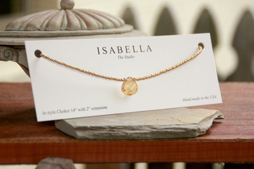 CH-6  Golden Glowing Crystal Beaded Choker
