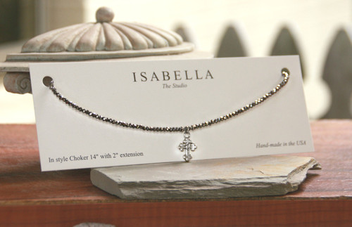 CH-10  Oh So Pretty Cross Beaded Choker
