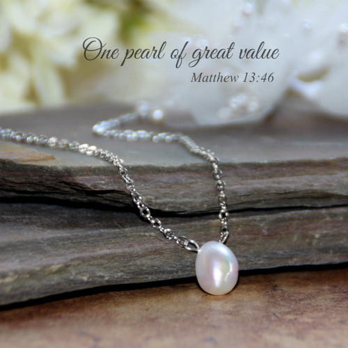 IN-608S  One Pearl of Great Value Necklace FW Pearl Rhodium