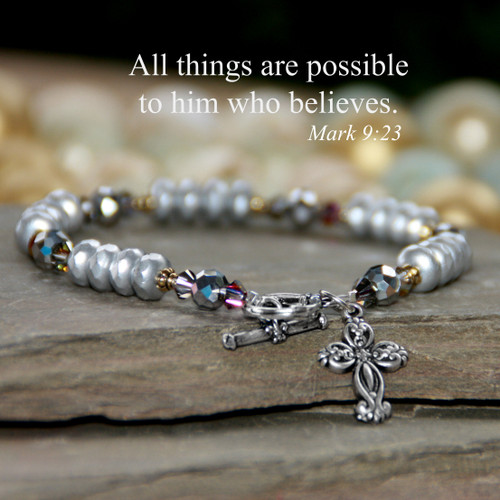IN-741  Oodles of silvertone All things are possible Bracelet