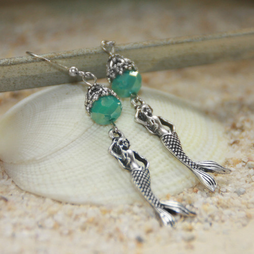 OC-23  Mermaids and Aqua Crystals Earrings