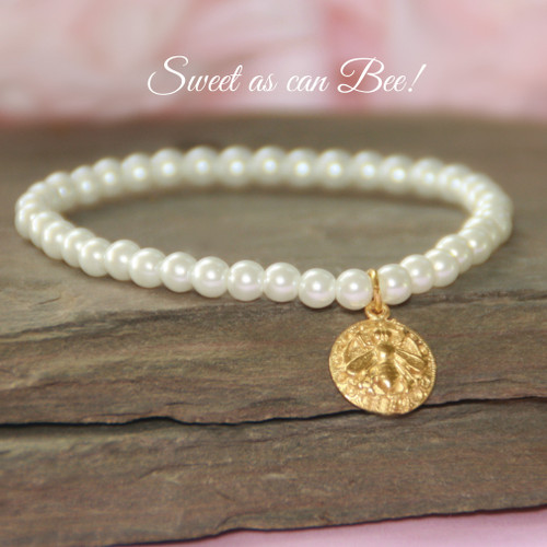 CJ-572-5  Sweet as can Bee 5" Pearl Bracelet