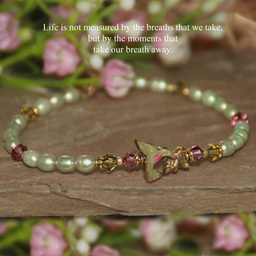 IN-274   Freshwater Pearl Timeless Hummingbird Bracelet