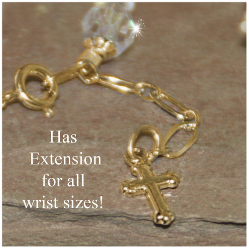 CJ-606  First Communion Beautiful Crystal AB Bracelet (gold accents)