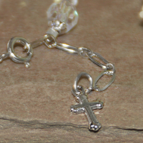CJ-607  First Communion Beautiful Crystal AB Bracelet (silver accents)