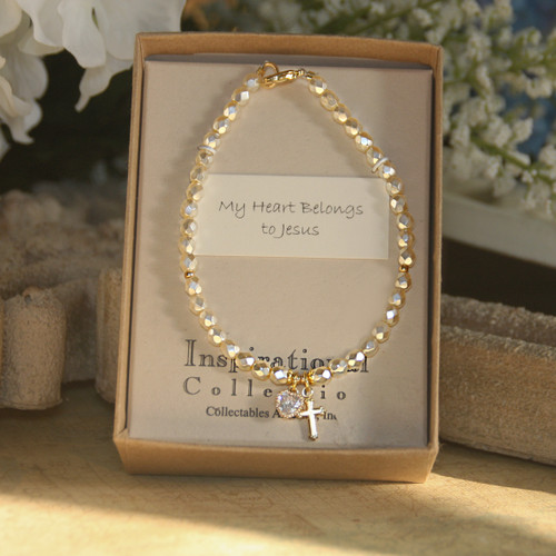 IN-783  My Heart belongs to Jesus Faceted Pearl Bracelet