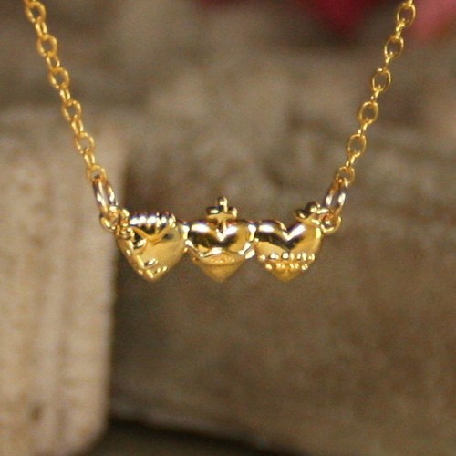 IN-513  Sacred Heart of Jesus Golden Necklace