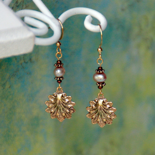 FER-108  Shell Earrings gold finish