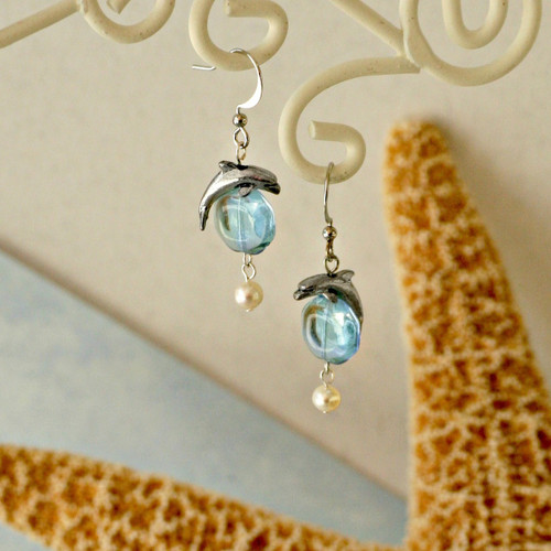 OC-34  Dolphins in the Water Earrings