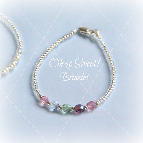 STG-55  Pastel Crystals Seed Bead Infant 4 1/2" Bracelet