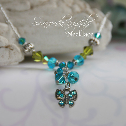 NCK-194BF Butterfly Necklace dripping with Swarovski Crystals