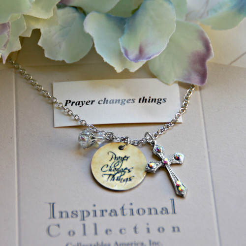 IN-489 Prayer Changes Things Charm Necklace