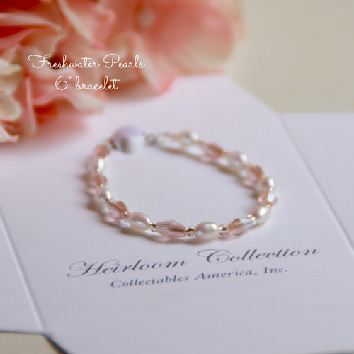 CJ-466-6 Beautiful Faceted Crystals and Freshwater Pearls 6" Bracelet