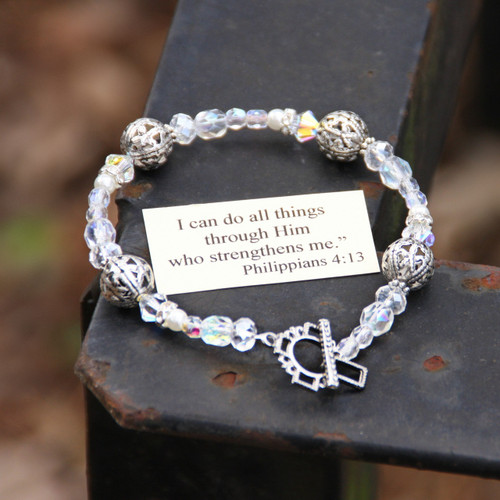 IN-123 I can do all things...Crystal AB Bracelet
