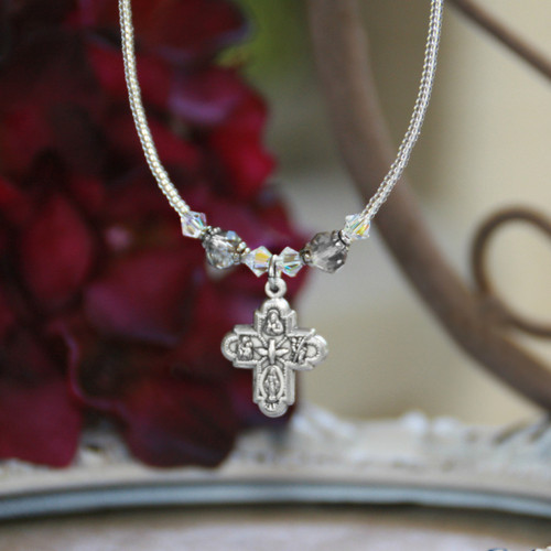 IN-634  Catholic 4-way Medal Beaded Necklace