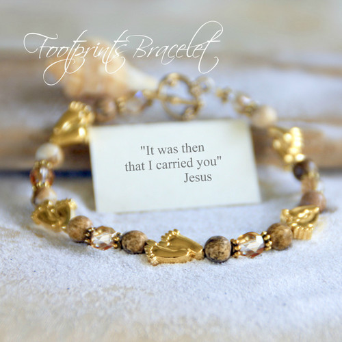 IN-216  Footprints Bracelet...It was then that I carried you -Jesus