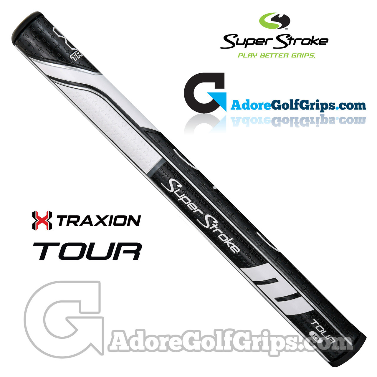 SuperStroke TRAXION Tour 1.0 Putter Grip - Black / White