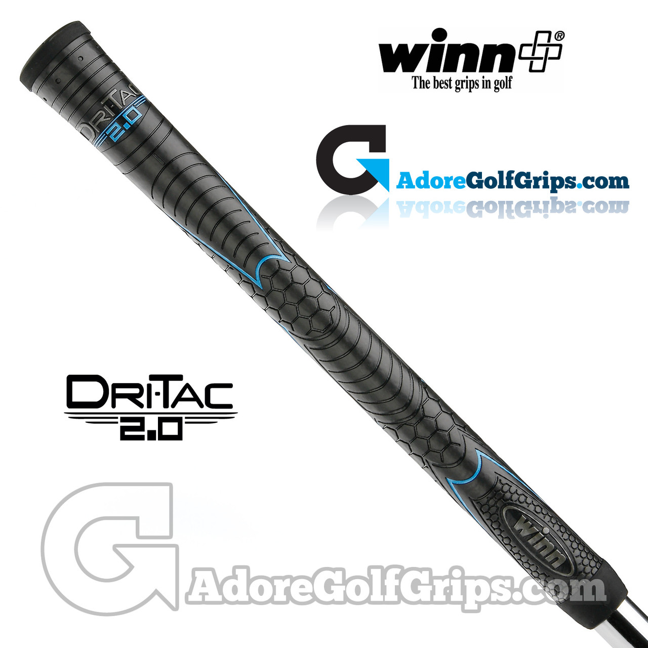 Winn Dri-Tac 2.0 Undersize / Ladies Grips - Jet Black / Light Blue