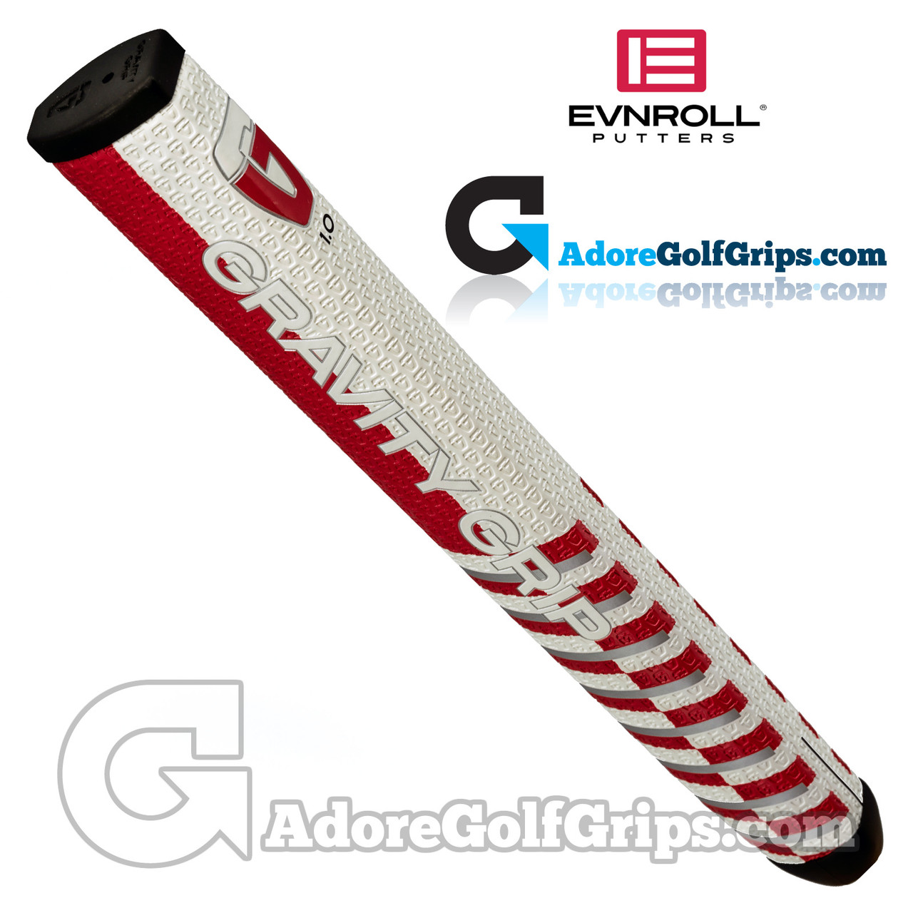 Evnroll Gravity Grip 1.0 Non-Taper Jumbo Putter Grip - Red / White