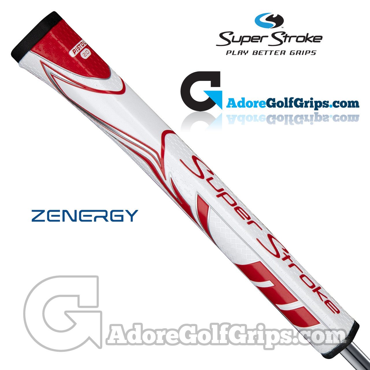 SuperStroke Zenergy Pistol GT Tour Putter Grip Blue/White SuperStroke Zenergy Pistol GT Tour Putter Grip Blue/White