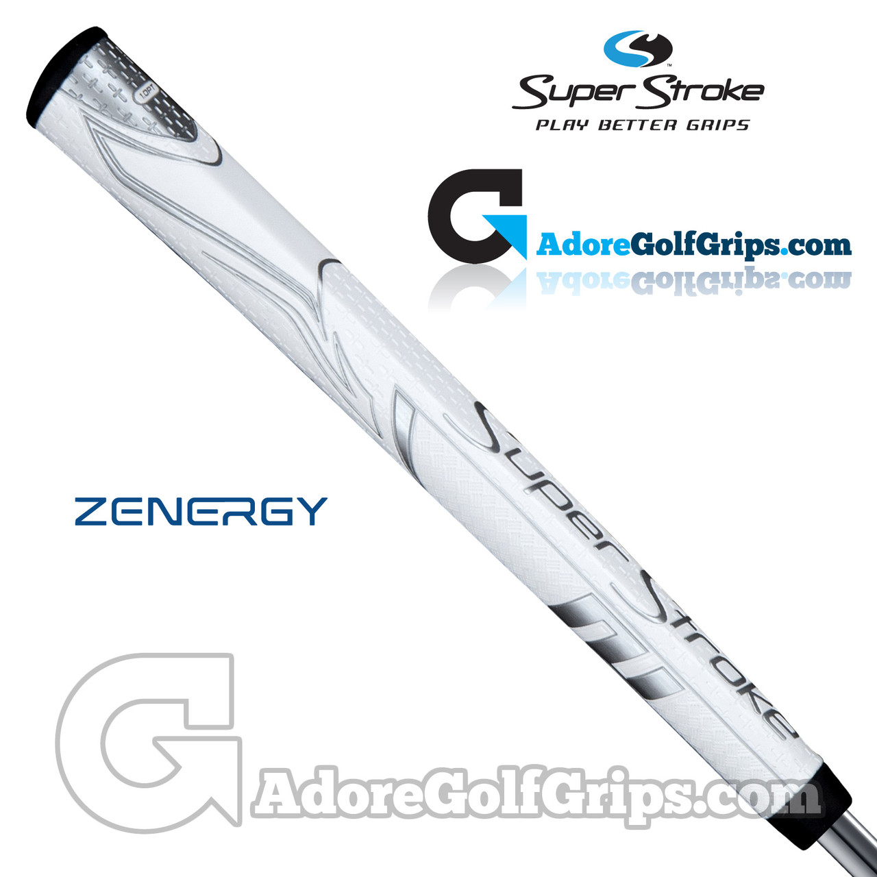 SuperStroke ZENERGY Pistol 1.0PT Putter Grip - White / Silver
