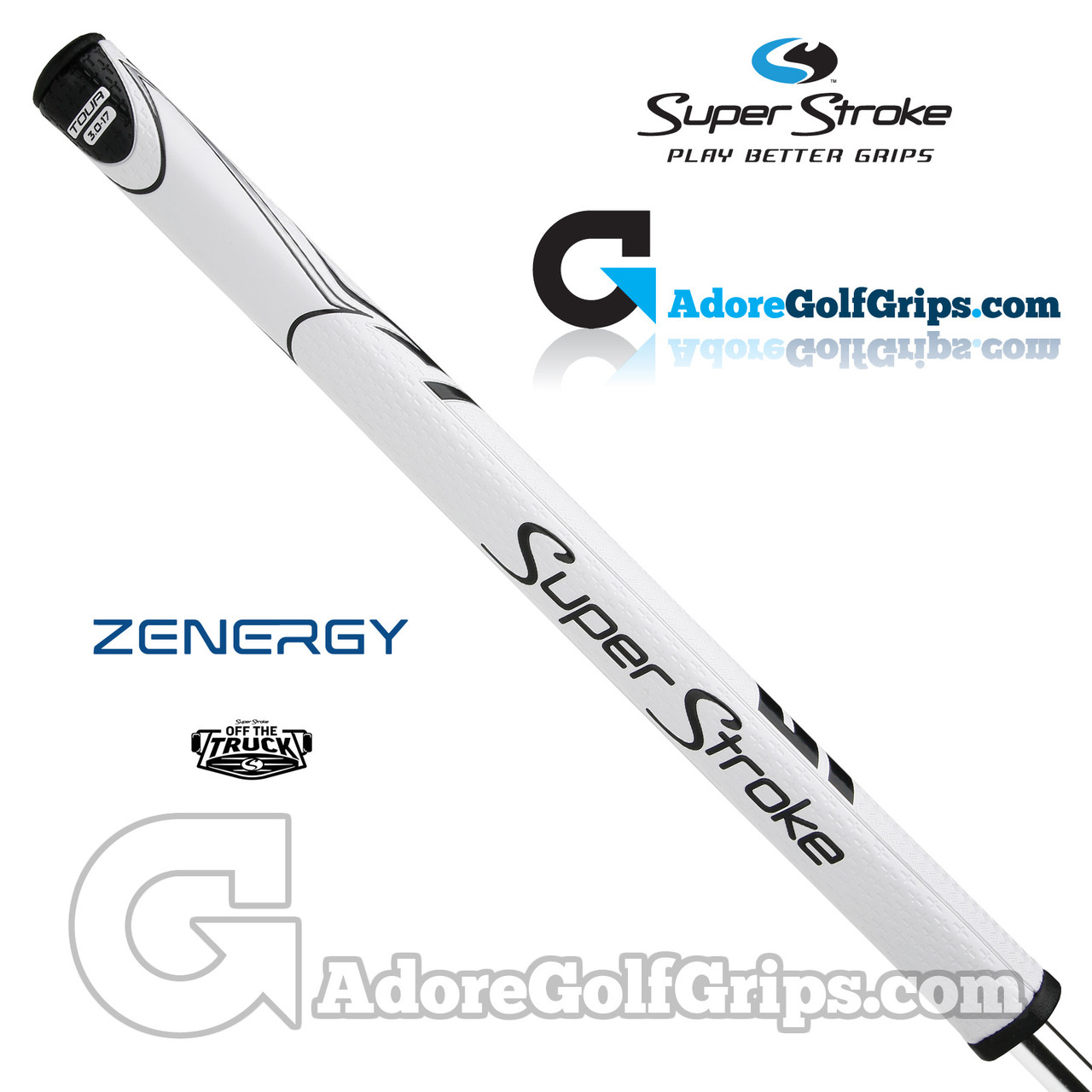 SuperStroke ZENERGY Tour 3.0 17 Inch Putter Grip - White / Black