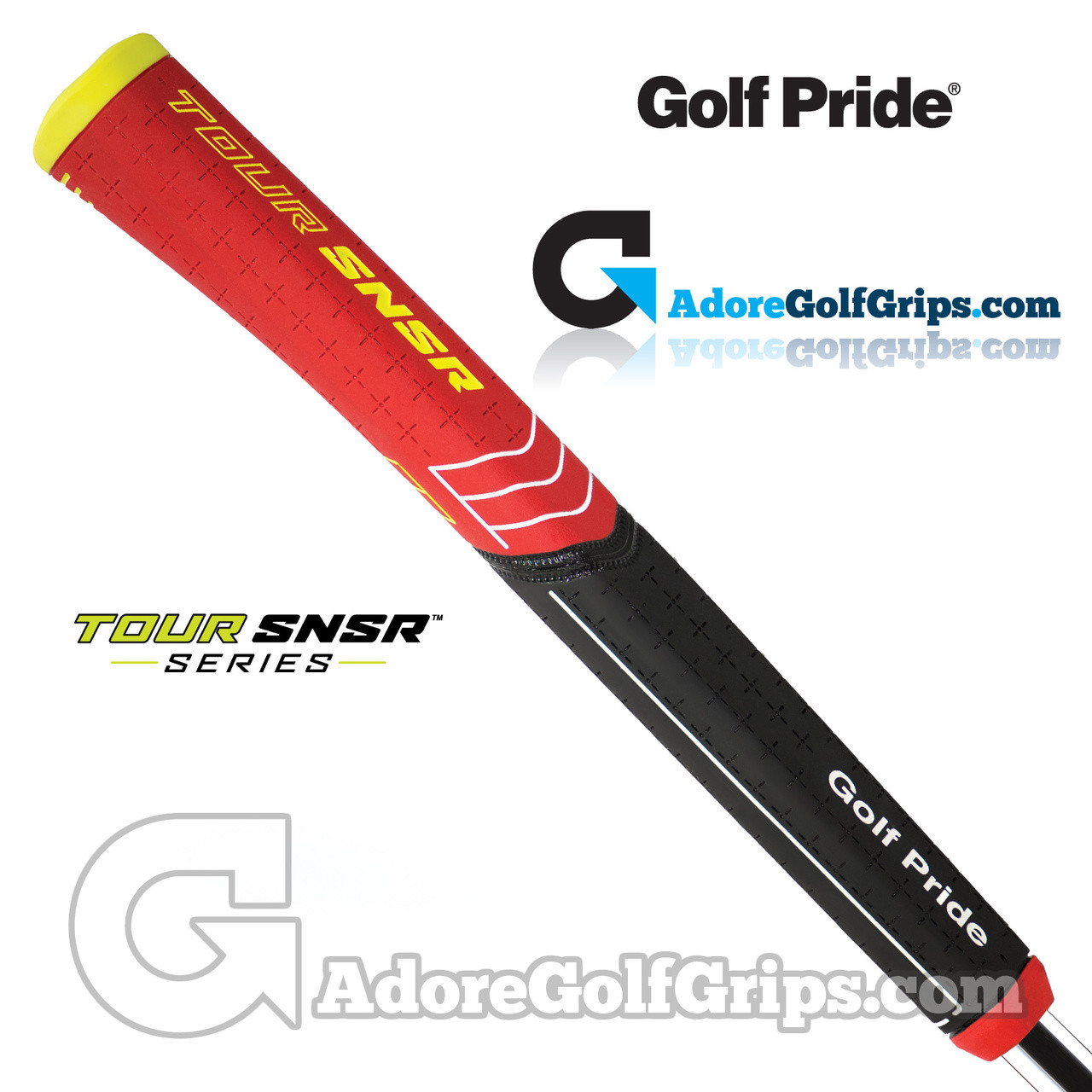 Golf Pride Tour SNSR Contour 104CC Midsize Pistol Putter Grip Black / Red / Yellow
