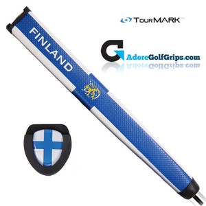 TourMARK Finland Jumbo Pistol Putter Grip - White / Blue TourMARK Finland Jumbo Pistol Putter Grip - White / Blue