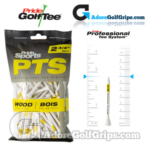 Pride Golf Tee PTS Pro Length 2 3/4 Inch (69mm) Wood Tees - White / Yellow (100 Pack) Pride Golf Tee PTS Pro Length 2 3/4 Inch (69mm) Wood Tees - White / Yellow (100 Pack)