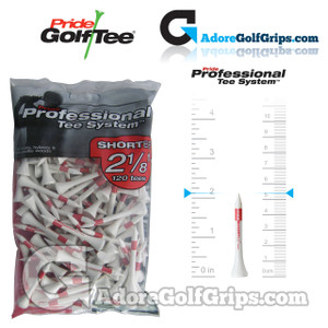 Pride Golf Tee PTS Shortee 2 1/8 Inch Wood Tees - White / Red (120 Pack) Pride Golf Tee PTS Shortee 2 1/8 Inch Wood Tees - White / Red (120 Pack)