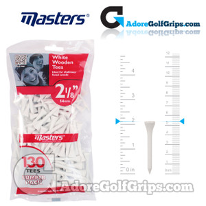 Masters Golf White Wooden Tees - Bumper Pack - 2 1/8 Inch (54mm) - White (130 Pack) Masters Golf White Wooden Tees - Bumper Pack - 2 1/8 Inch (54mm) - White (130 Pack)