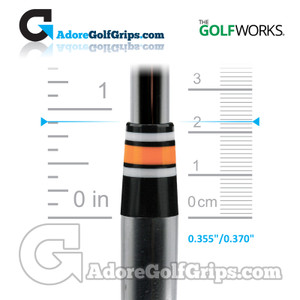 The GolfWorks 8R Designer Iron Ferrules 0.355"-0.370" (22.25mm Length) - Black / White / Orange (12 Pack) The GolfWorks 8R Designer Iron Ferrules 0.355"-0.370" (22.25mm Length) - Black / White / Orange (12 Pack)