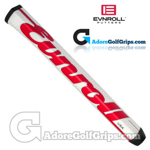 Evnroll TourTac 90 Gram Midsize Pistol Putter Grip - White / Red Script Logo Evnroll TourTac 90 Gram Midsize Pistol Putter Grip - White / Red Script Logo