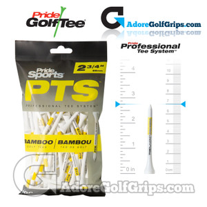 Pride Golf Tee PTS Pro Length 2 3/4 Inch (69mm) Bamboo Tees - White / Yellow (100 Pack) Pride Golf Tee PTS Pro Length 2 3/4 Inch (69mm) Bamboo Tees - White / Yellow (100 Pack)