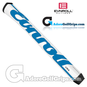 Evnroll TourTac 90 Gram Midsize Pistol Putter Grip - White / Blue Script Logo Evnroll TourTac 90 Gram Midsize Pistol Putter Grip - White / Blue Script Logo