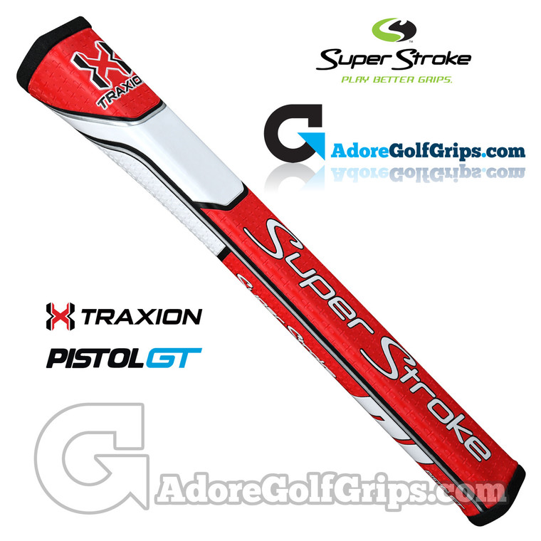 SuperStroke TRAXION Pistol GT 2.0 Tech-Port Putter Grip - Red / White